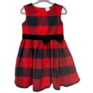 CARTER'S Holiday Dress 24 mos Baby Girls Buffalo Check Red Black Bow Christmas